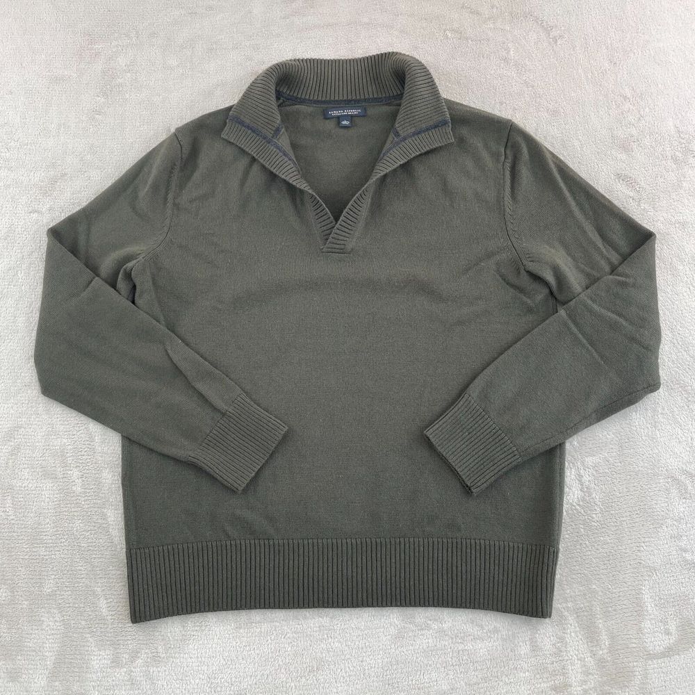 Banana Republic V Shawl Neck Sweater Men Large Military Green Extra Fine Wool